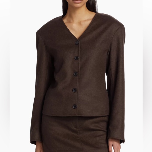 LOULOU STUDIO Vega Wool Blend Top/Jacket in Marled Brown - Picture 2 of 8